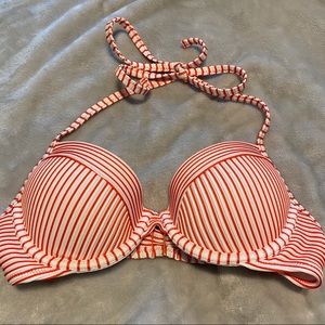 red and white striped bikini top